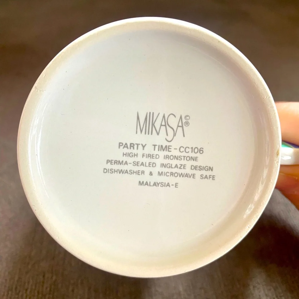 Mikasa Party Time CC106 Mug Vtg 80s Rainbow Balloon Memphis Milano Fine China